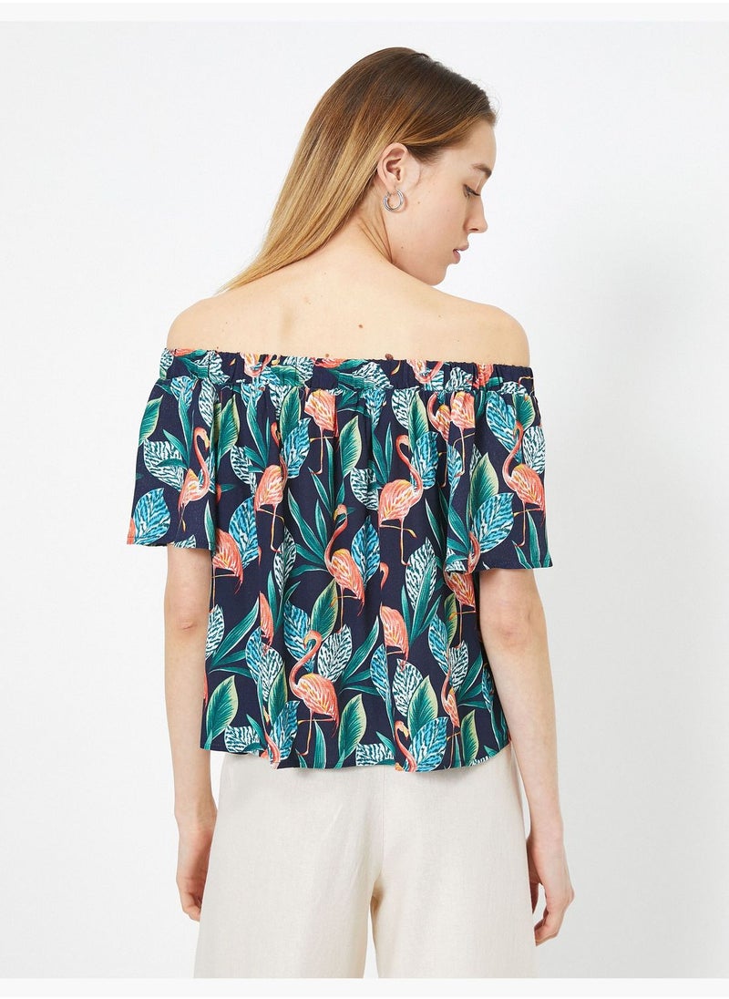 KOTON - Animal Print Short Sleeve Blouse - Image 1