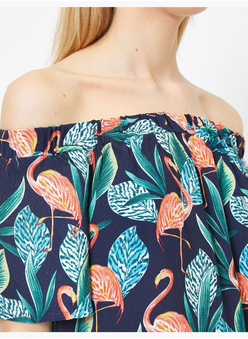 KOTON - Animal Print Short Sleeve Blouse - Image 1