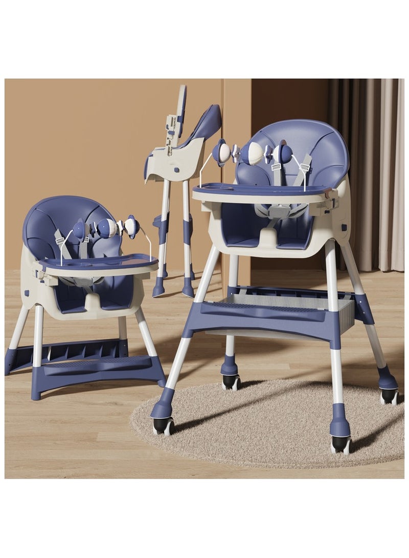 فول جوي كرسي طعام مرتفع قابل للتعديل للأطفال 7*1 ، مقعد معزز لكرسي تغذية الأطفال ,كرسي بعجلات مع ألعاب ومكان تخزين مع حزام أمان ,مسند قدم مع صينية قابلة للفصل ,كرسي عالٍ قابل للطي للأطفال الصغار من عمر 6 أشهر إلى 4 سنوات - Image 1