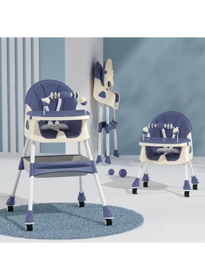 فول جوي كرسي طعام مرتفع قابل للتعديل للأطفال 7*1 ، مقعد معزز لكرسي تغذية الأطفال ,كرسي بعجلات مع ألعاب ومكان تخزين مع حزام أمان ,مسند قدم مع صينية قابلة للفصل ,كرسي عالٍ قابل للطي للأطفال الصغار من عمر 6 أشهر إلى 4 سنوات - Image 5