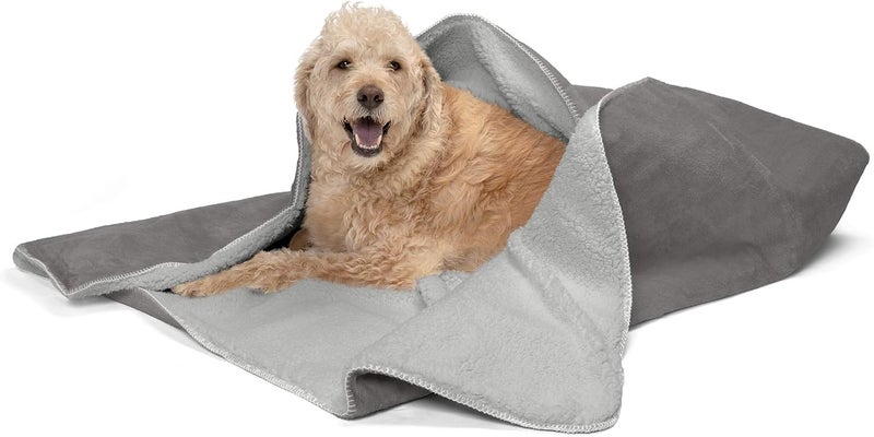 Furhaven Pet Dog Bed Blanket | Snuggly & Warm Faux Lambswool & Terry 100% Waterproof Insulated Thermal Self-Warming Pet Bed Throw Blanket for Dogs & Cats, Silver Gray, Extra Large - Image 3