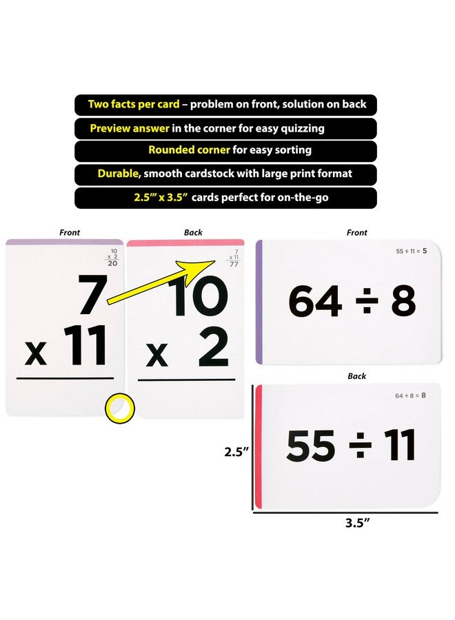 Think Tank Scholar Think Tank Scholar Multiplication and Division Flash Cards (300 Facts), Award Winning, Math Facts 1-12 Flashcards Set - Kids Ages 8+ 3rd, 4th, 5th, 6th Grade - 6 Teaching Methods, 5 Games for Learning  - Image 4
