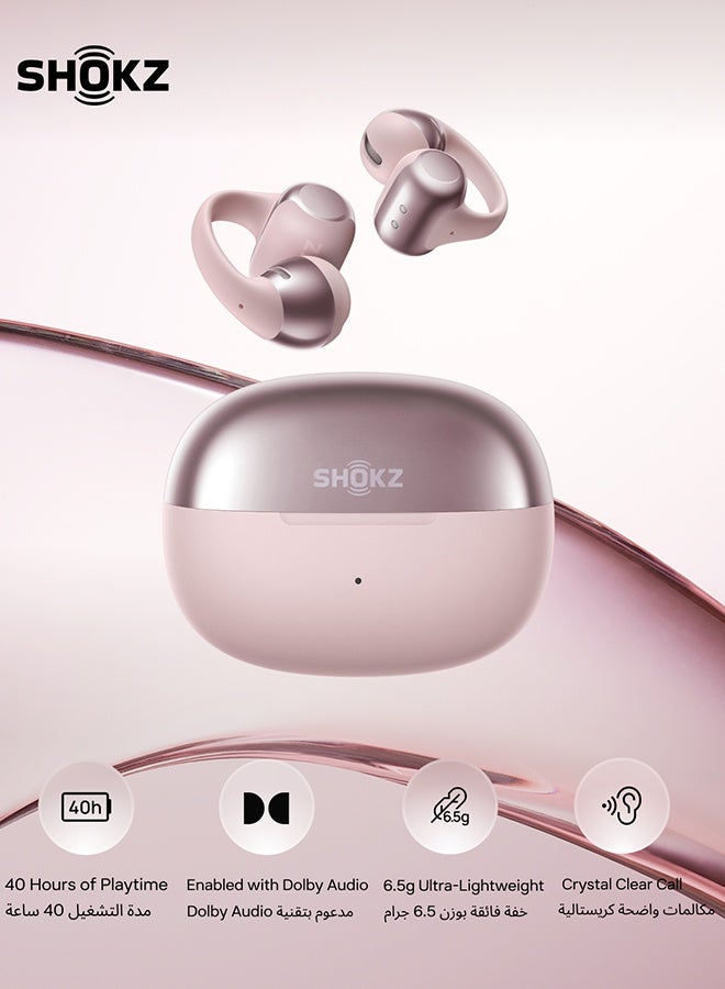 SHOKZ OpenDots ONE Open Ear Headphones - Pink, Dolby Audio, Bluetooth 5.4, 40 Hours Playtime Pink - Image 1