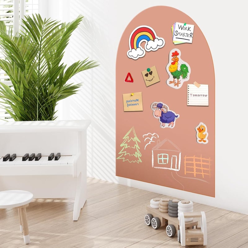 Warasee Magnetic Wall Decal Arch: 31" x 39" Magnetic Chalk Board Sticker -for Kids & Playroomï¼ˆMilk Teaï¼‰ - Image 1