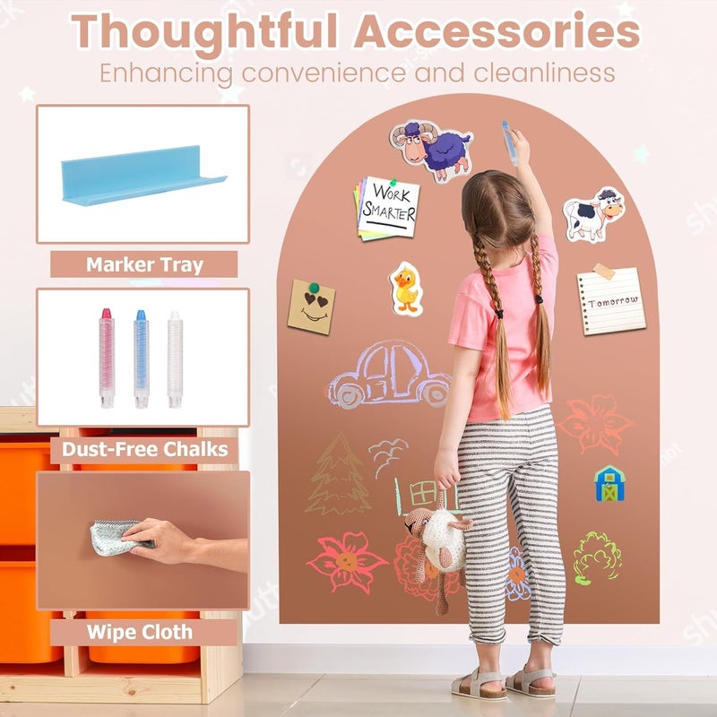 Warasee Magnetic Wall Decal Arch: 31" x 39" Magnetic Chalk Board Sticker -for Kids & Playroomï¼ˆMilk Teaï¼‰ - Image 5