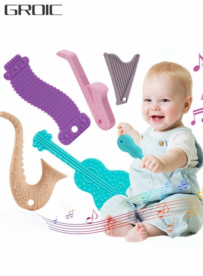GROIC Baby Teething Toys, Toys with Storage Box 5-Pack, BPA Free Chew Silicone Sticks Relieve Gum Pain  - Image 1