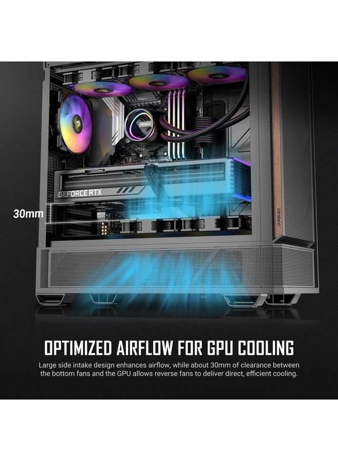 ANTEC P30 ARGB, 3 PWM ARGB & 2 PWM Fans Included, Metal Mesh Front with Premium Wood Accent, Optimized GPU Airflow, 360 mm Top Radiator Support, Type-C 3.2 Gen 2, Mid-Tower ATX Case - Image 5