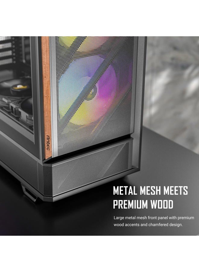 ANTEC P30 ARGB, 3 PWM ARGB & 2 PWM Fans Included, Metal Mesh Front with Premium Wood Accent, Optimized GPU Airflow, 360 mm Top Radiator Support, Type-C 3.2 Gen 2, Mid-Tower ATX Case - Image 2