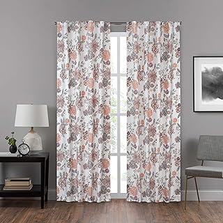 ECLIPSE Eclipse Draftstopper Summit Botanical Rod Pocket Single Panel Privacy Window Treatment Living Room, 40" x 63", - Image 1