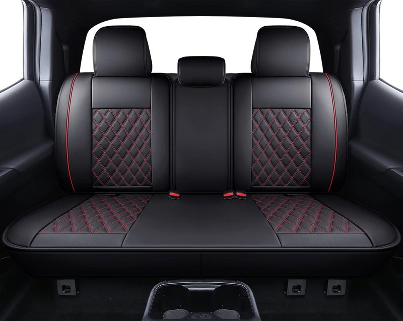 Aierxuan Custom Fit Car Seat Covers for Toyota Tacoma 2005-2025, Full Set, Black-Red - Image 3