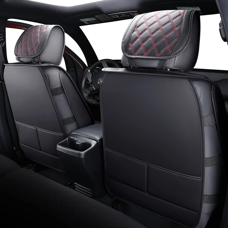 Aierxuan Custom Fit Car Seat Covers for Toyota Tacoma 2005-2025, Full Set, Black-Red - Image 2