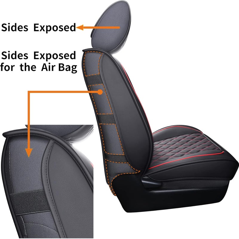 Aierxuan Custom Fit Car Seat Covers for Toyota Tacoma 2005-2025, Full Set, Black-Red - Image 4