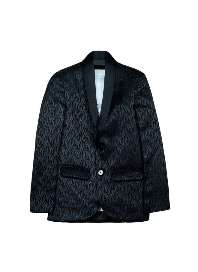 CHARCHIT Boys Self-Design Comfort-Fit Full Sleeves Single-Breasted Blazer With T-Shirt - Image 3