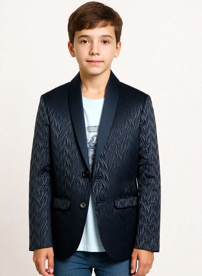 CHARCHIT Boys Self-Design Comfort-Fit Full Sleeves Single-Breasted Blazer With T-Shirt - Image 1
