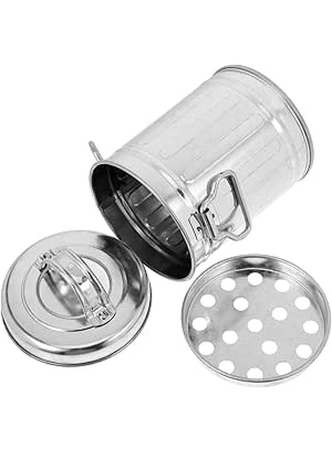 Vintage Galvanized Iron Ashtray With Lid Retro Storage Bucket Indoor Outdoor Ash Bin - Image 1