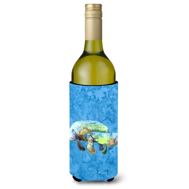 Caroline's Treasures Manatee Momma and Baby Wine Bottle Beverage Insulator Beverage Insulator Hugger 