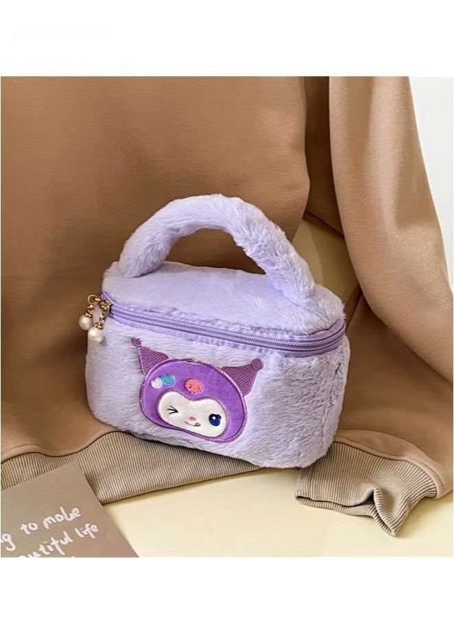 JOGAMS 8 Inch Kuromi Plush Cosmetic Bag Travel Makeup Case  - Image 1