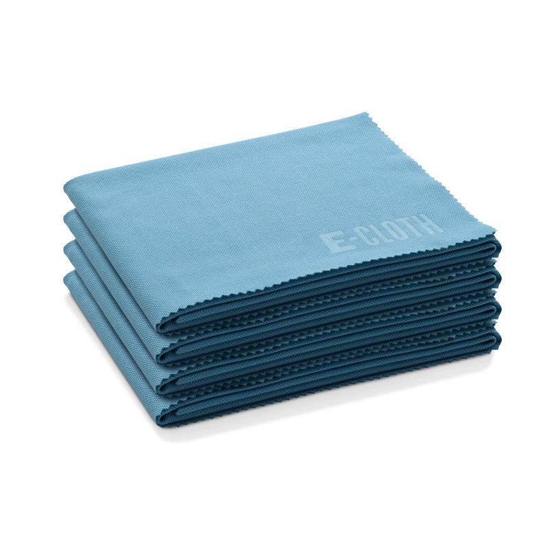 E-Cloth Glass & Polishing Cloth - Microfiber Cleaning Towel Cloth for Windows, Cars, Mirrors, Eyeglasses, & More, Streak Free Clean, Reusable & Machine Washable - Alaskan Blue (4 Pack) - Image 1