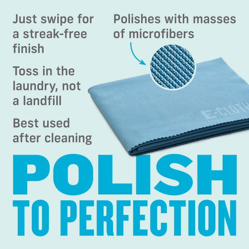 E-Cloth Glass & Polishing Cloth - Microfiber Cleaning Towel Cloth for Windows, Cars, Mirrors, Eyeglasses, & More, Streak Free Clean, Reusable & Machine Washable - Alaskan Blue (4 Pack) - Image 5