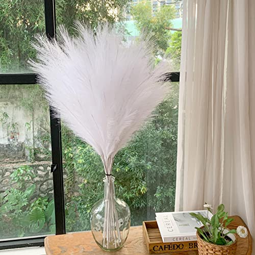 QUBITFUL Faux Pampas Grass, 9 PCS 37''/3.1FT Tall Fluffy Fake Pompas Floral, Large Artificial Pompous Grass Branches for Floor Vase Fillers, Boho Farmhouse Room Wedding Decor (White) - Image 3