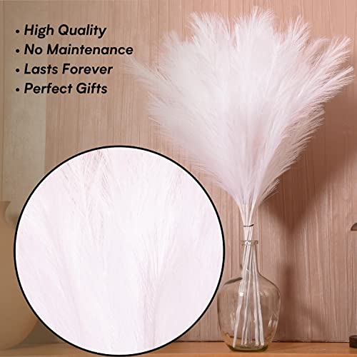 QUBITFUL Faux Pampas Grass, 9 PCS 37''/3.1FT Tall Fluffy Fake Pompas Floral, Large Artificial Pompous Grass Branches for Floor Vase Fillers, Boho Farmhouse Room Wedding Decor (White) - Image 5