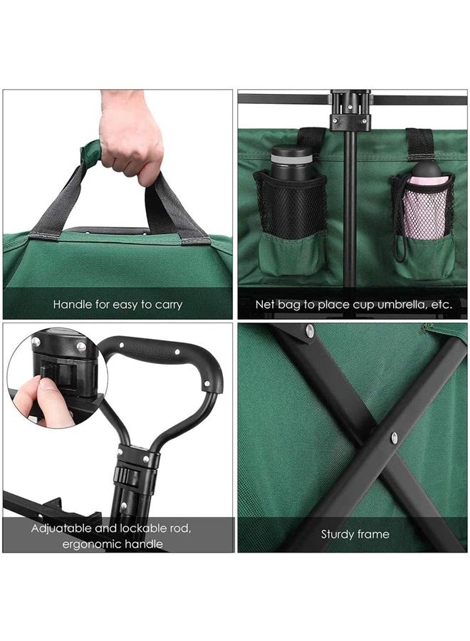 NKX Heavy Duty Folding Wagon Cart 100kg Capacity, Collapsible Utility Trolley with All-Terrain Wheels, Adjustable Handle, Portable Garden Beach Camping Shopping Cart - Image 4