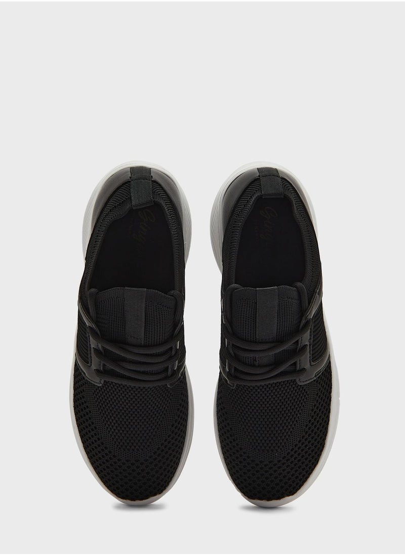 Ginger - Knit And Pu Sneaker - Image 1