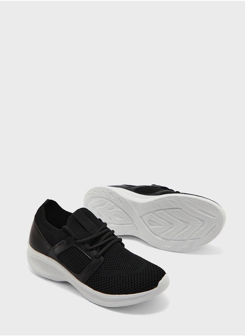 Ginger - Knit And Pu Sneaker - Image 1