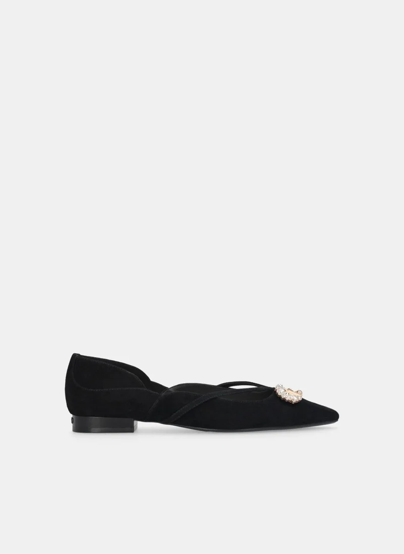 Liu Jo Suede ballet flats with bejewelled logo
