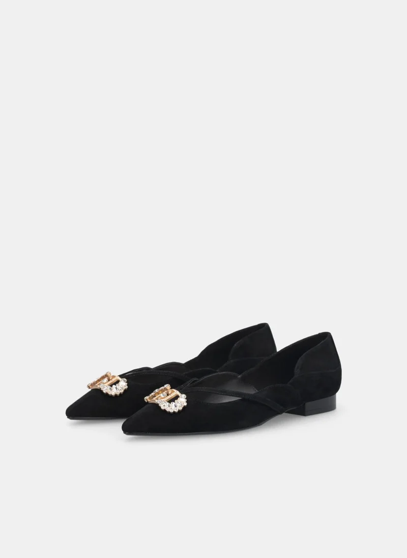 Liu Jo Suede ballet flats with bejewelled logo