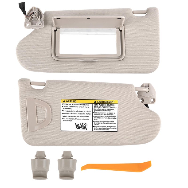 GlymXia Sun Visor Pair with Clips Compatible with 2013-2018 Nissan Altima (Driver Left & Passenger Right Side), Cloth Fabric Sunvisor Assembly - (Color Gray - Image 1