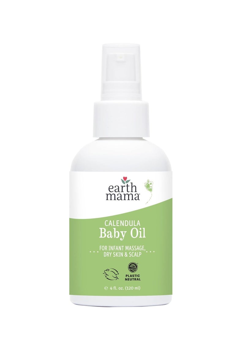 Earth Mama Earth Mama Calendula Baby Oil | Massage Oil for Newborn Skin Care, Dry Skin & Scalp Moisturizer, Fragrance Free, 4-Fluid Ounce  - Image 1