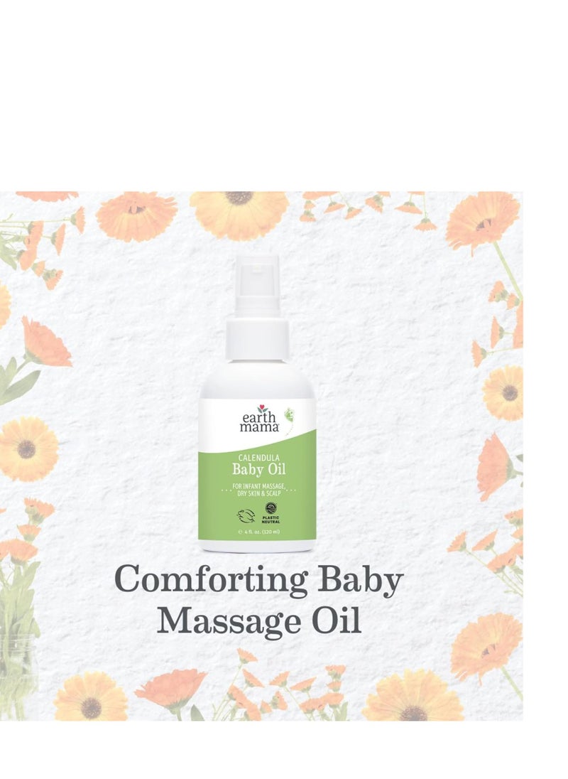 Earth Mama Earth Mama Calendula Baby Oil | Massage Oil for Newborn Skin Care, Dry Skin & Scalp Moisturizer, Fragrance Free, 4-Fluid Ounce  - Image 4