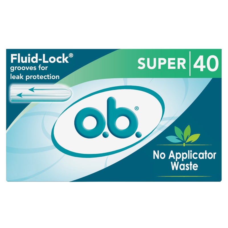 o.b. Tampons No Applicator, Fragrance-Free - 40ct | Applicator-Free Tampons Super, Feminine Care, ob Tampon Super, Period Products - Image 1
