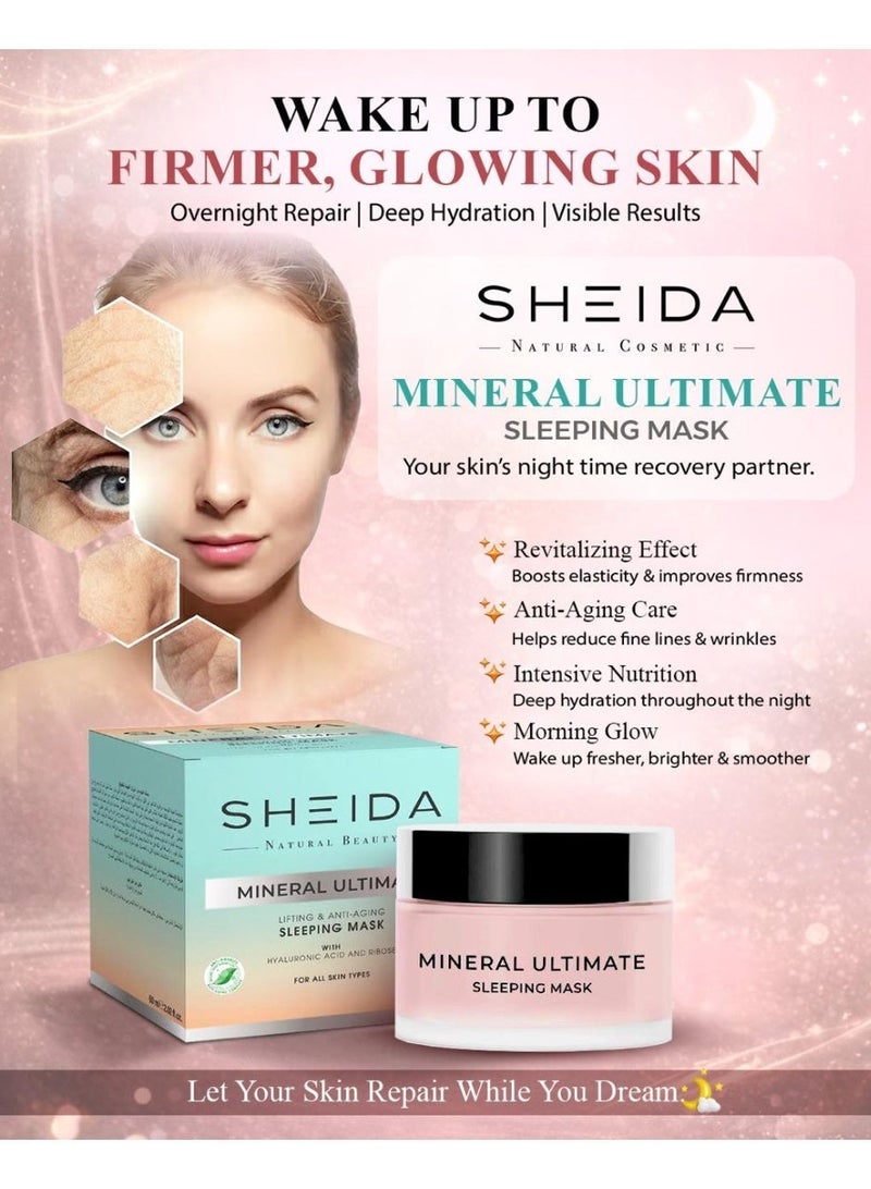 SHEIDA Ultimate Sleeping & Overnight Facial Mask | Collagen Hydrogel Mask for Anti-Aging, Pore Minimizing, Firming with Vitamin E & Hyaluronic Acid | Night Care Treatment for Face - 60ml - Image 1