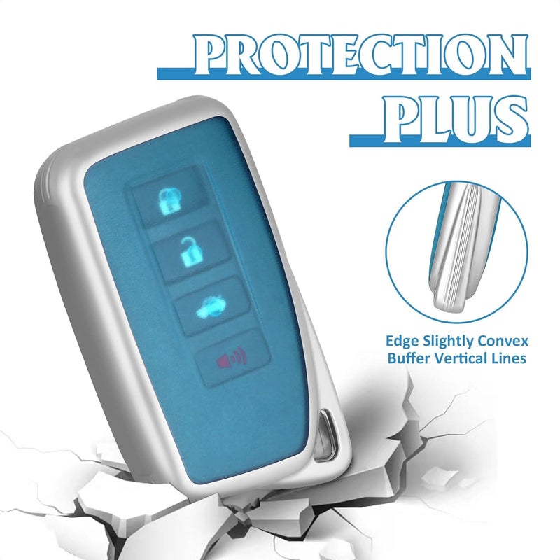 وركاس غطاء مفتاح لكزس، غطاء مفتاح من TPU الناعم المتوافق مع لكزس RX ES GS LS NX RS GX LX RC LC للتحكم الذكي عن بعد بالدخال بدون مفتاح (أزرق - غير لامع) - Image 4