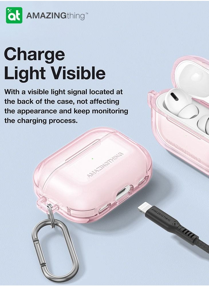 AMAZINGthing Minimal Airpods Pro 2 Case Cover (2nd Generation) with Carabiner - Pink  - Image 4