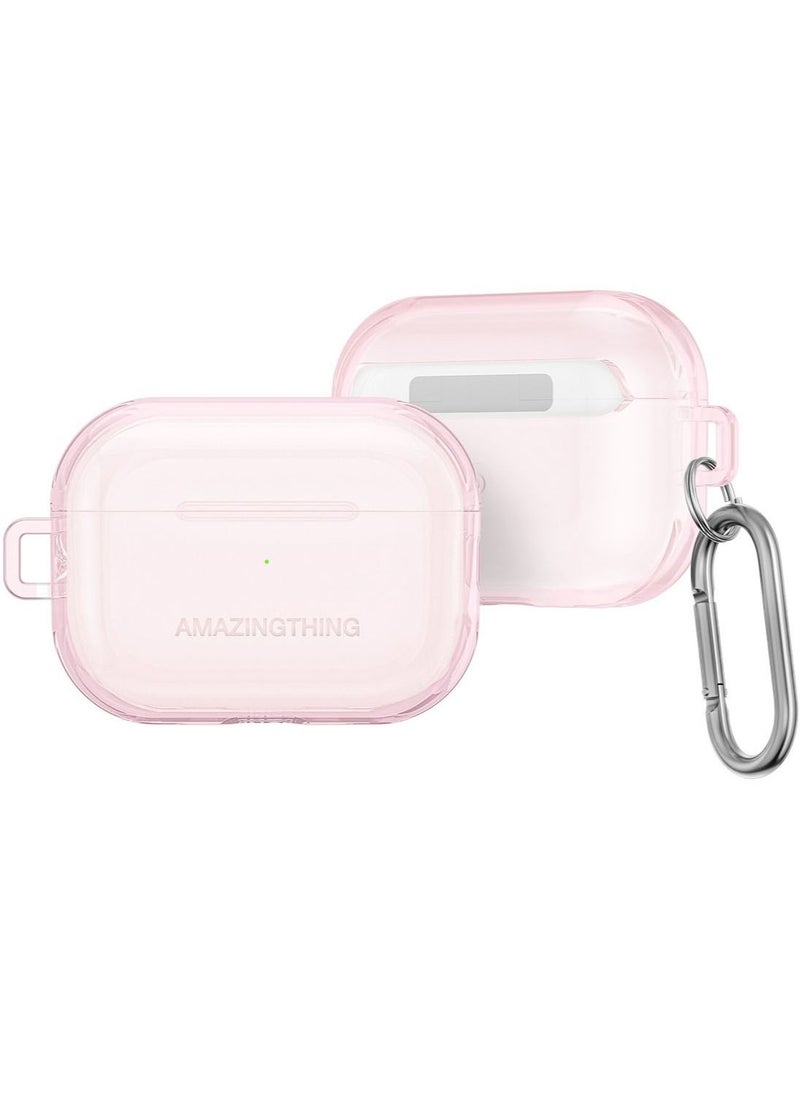 AMAZINGthing Minimal Airpods Pro 2 Case Cover (2nd Generation) with Carabiner - Pink  - Image 1