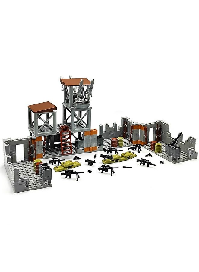 ZHX ZHX Military Base Building Brick Set for Army Minifigure War Accessories, Defence Base Guard Tower Guns Weapons Building Block Toy for Kids 8 10 12 14 Years  - Image 3