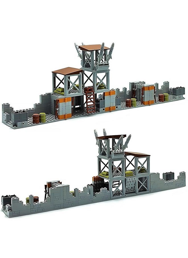 ZHX ZHX Military Base Building Brick Set for Army Minifigure War Accessories, Defence Base Guard Tower Guns Weapons Building Block Toy for Kids 8 10 12 14 Years  - Image 4