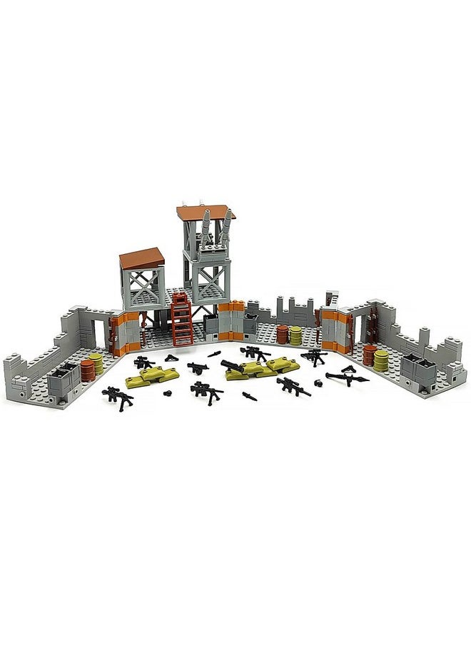 ZHX ZHX Military Base Building Brick Set for Army Minifigure War Accessories, Defence Base Guard Tower Guns Weapons Building Block Toy for Kids 8 10 12 14 Years  - Image 5
