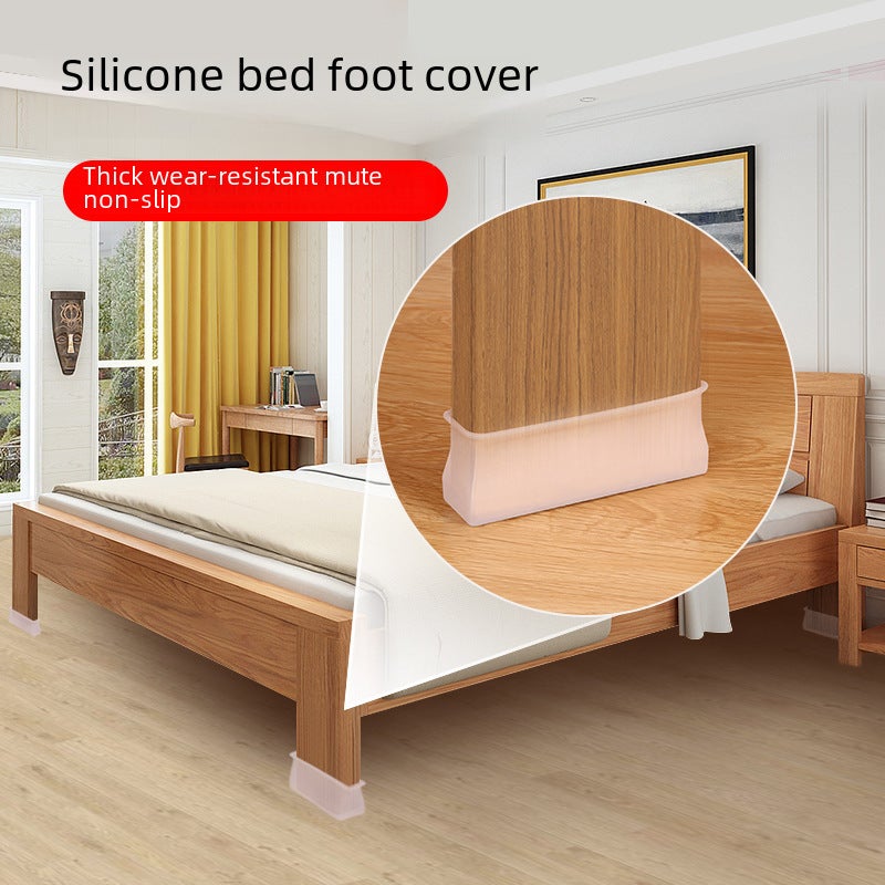 Children's Bed Foot Anti-Slip Mat Fixed Silicone Floor Silent Wear-Resistant Bed Leg Foot Protective Cover Rectangular Bed Foot Cover(Yellow, 4 Pack) - Image 5