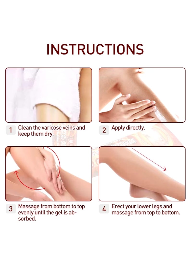 Varicose Veins Cream Improve Spider Veins and Blood Circulation Eliminate the Appearance of Varicose Veins Vein Inflammation Treatment Relieve Swelling and Pain Spider Veins Treatment Cream 20g
