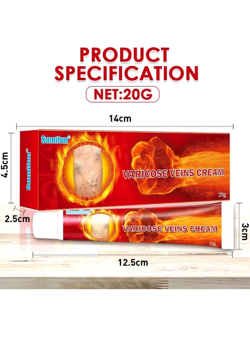 Varicose Veins Cream Improve Spider Veins and Blood Circulation Eliminate the Appearance of Varicose Veins Vein Inflammation Treatment Relieve Swelling and Pain Spider Veins Treatment Cream 20g
