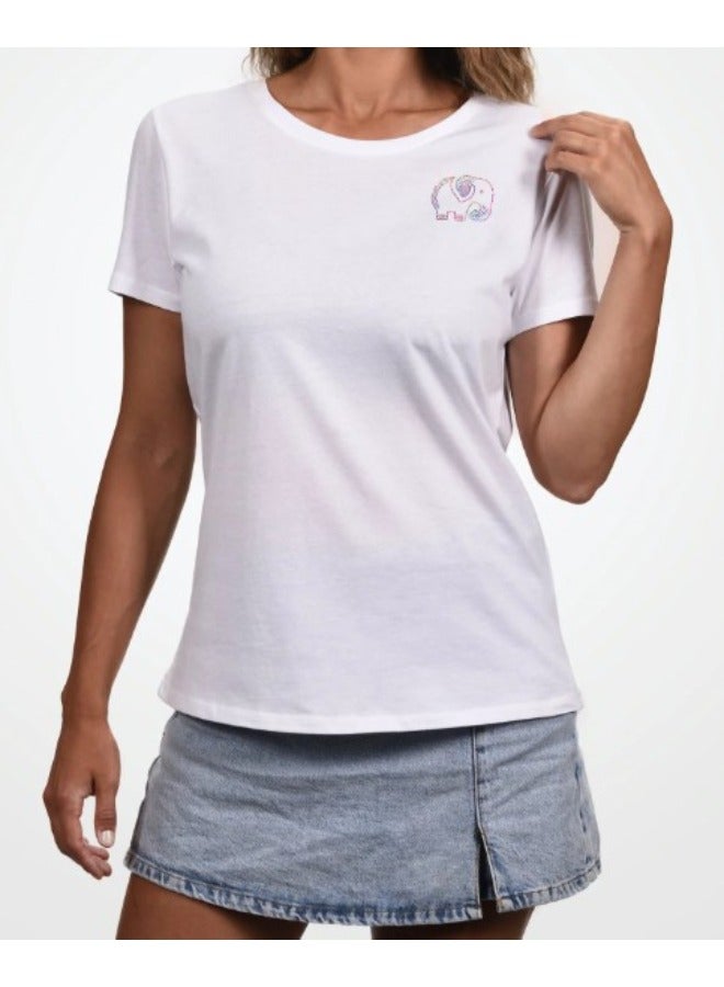 Primina Women's printed T-Shirt -Elephant, round neck, 100% cotton, regular fit for women - Image 4