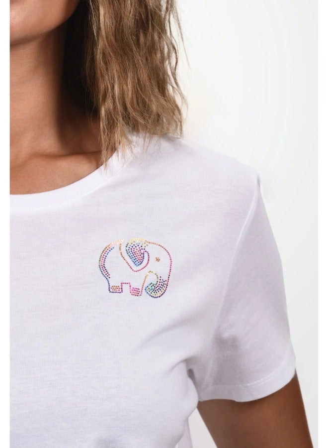 Primina Women's printed T-Shirt -Elephant, round neck, 100% cotton, regular fit for women - Image 3