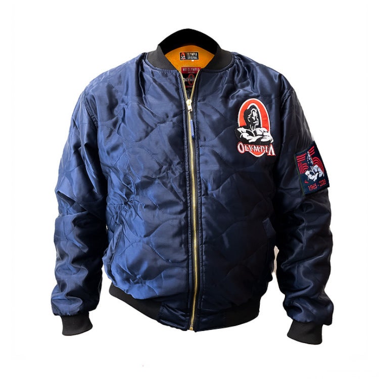 Olympia Olympiad Jacket Winter Plus Size Cotton-Padded Coat Sports Fitness Thickened Vertical Neck Embroidered Cotton-Padded Coat Zipper Jacket - Image 1