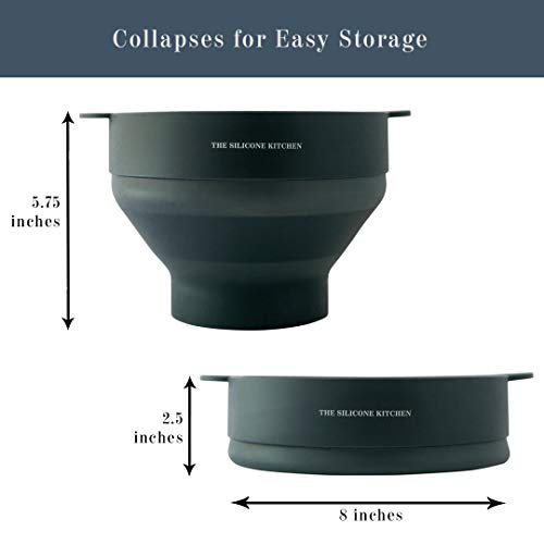 The Silicone Kitchen Silicone Microwave Popcorn Maker Collapsible Bowl, Non-Toxic, Dishwasher Safe, Dark Blue - Image 3