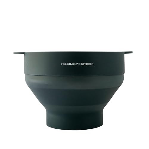 The Silicone Kitchen Silicone Microwave Popcorn Maker Collapsible Bowl, Non-Toxic, Dishwasher Safe, Dark Blue - Image 2