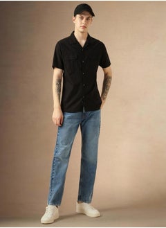Dennis Lingo Relaxed Fit Black Cotton Casual Shirt Button Down Collar  - Image 1